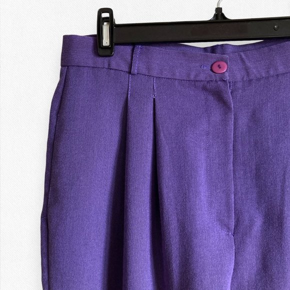 Vintage 90's Trouser Purple Pegged High Rise Waist Academia Casual Office Large - Picture 6 of 14